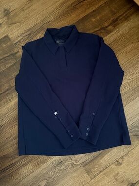 FIGS medium women’s long -Sleeve Polo Shirt - Navy